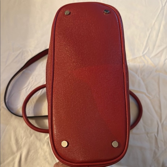 London Fog Red Satchel Bag with Silver Hardware - Picture 6 of 10